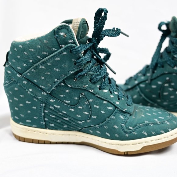 RARE🔥 Nike Dunk Sky Hi Green Gum Sneaker Wedge US 5.5 Women's - Picture 3 of 13